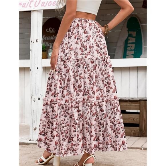 Womens Casual Maxi Skirts for Women 2025 High Waist Boho Skirts Floral - Picture 5 of 6